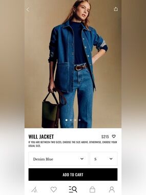 Sezane Will Jacket Denim Blue